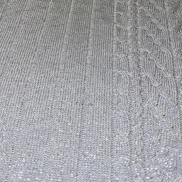 Alfred Dunner Size Medium Blouse Silver Metallic Sparkly Short Sleeve Holiday - Picture 4 of 10